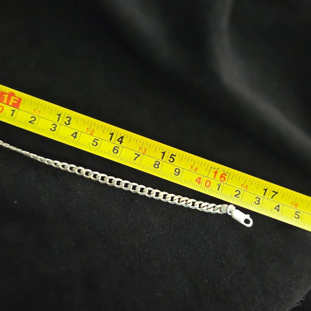 Vintage Italian 925 Sterling Silver Flat Curb Cuban Link 17